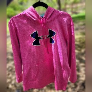 Hot Pink Under Armour hoodie/sweater, size large, fleece lining